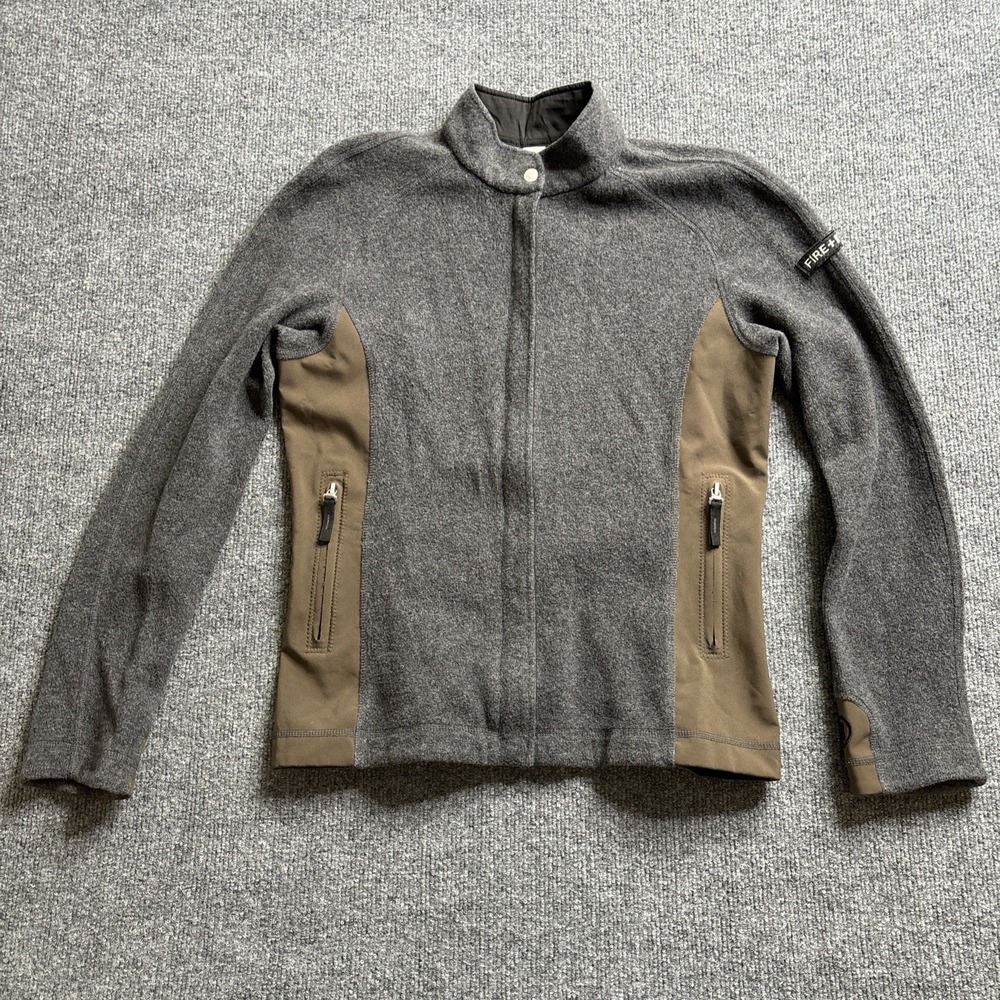 Bogner Fire Ice Wool Blend Full Zip Jacket Women's Size Medium Gray Fleece Brown